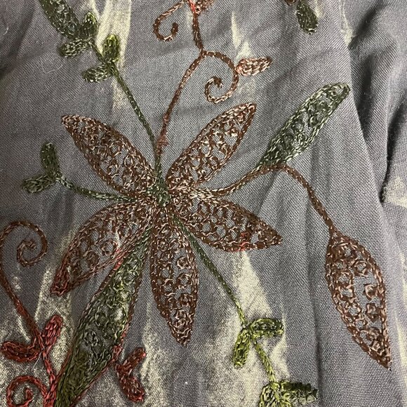 Sacred Threads Tie Dye Embroidered Floral Tiered Dress SM/MED Boho Artsy Hippie - Picture 5 of 8